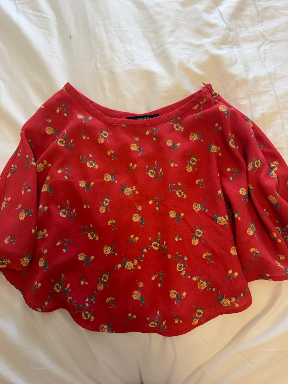 Forever 21 Red Floral Circle Skirt